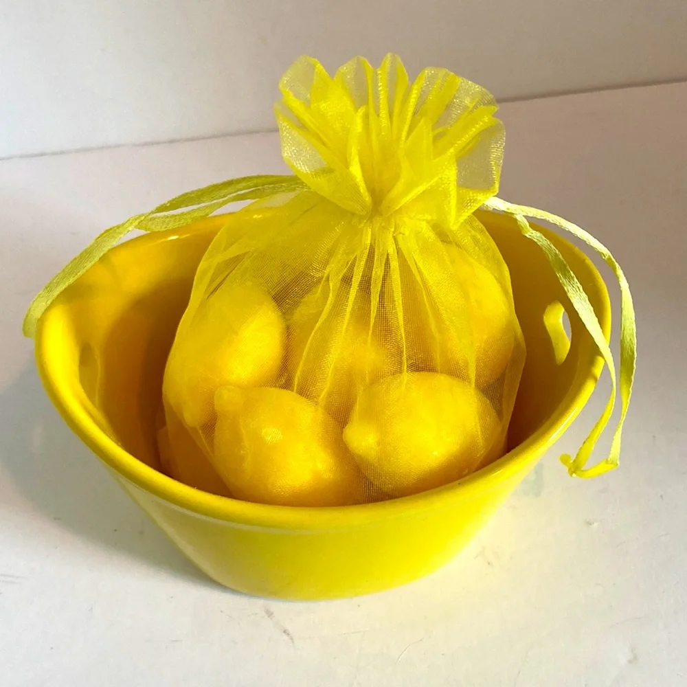 BOWL of LEMON Soaps for Bathroom or Kitchen Sink  GIFT SET